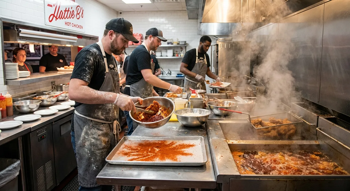Nashville hot chicken restaurant kitchen with professional hood cleaning